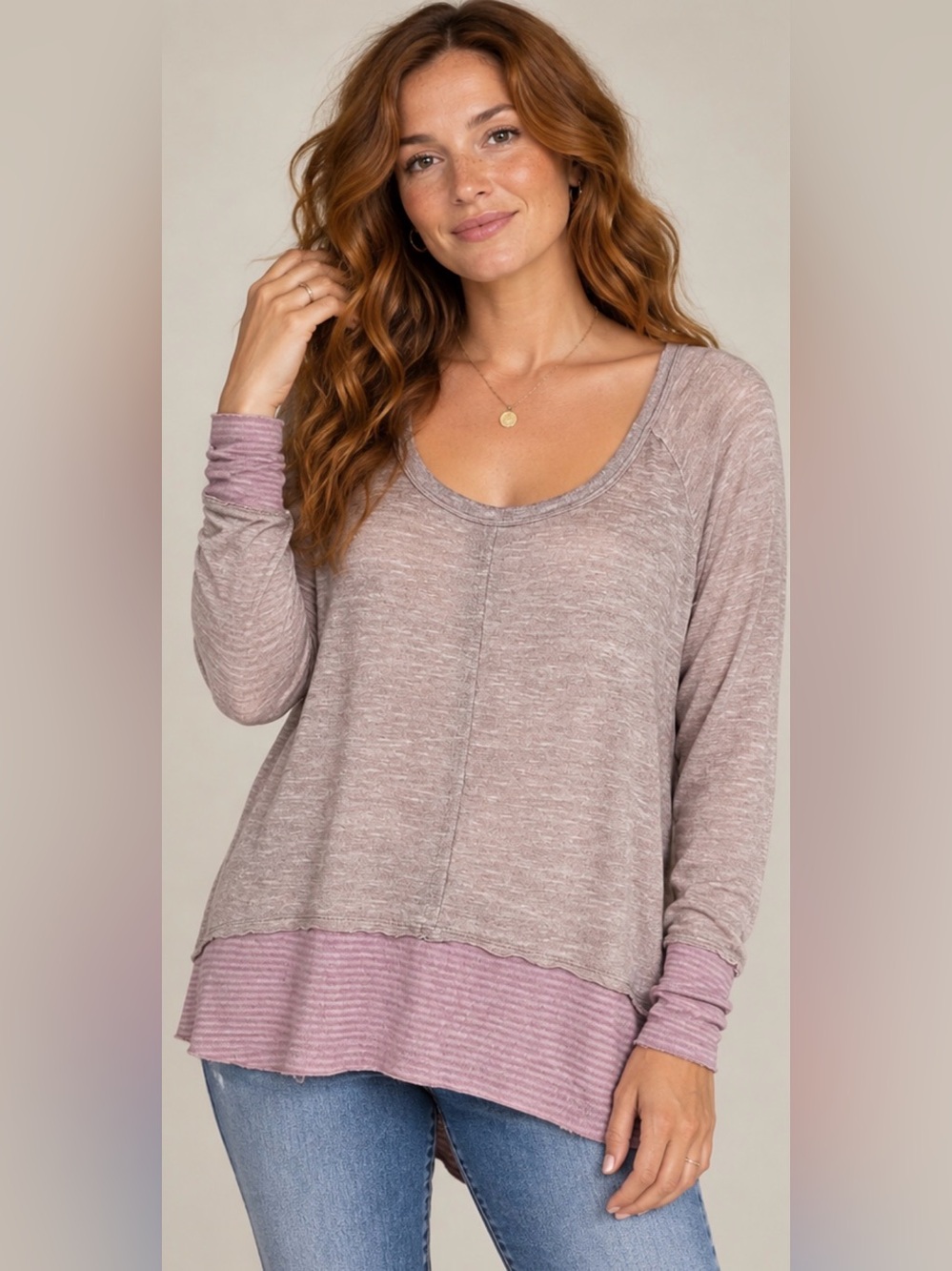 We The Free Layered-Look Long Sleeve Tunic, oversized M